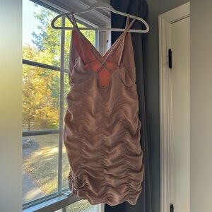 Copper Ruched Sleeveless Bodycon Dress